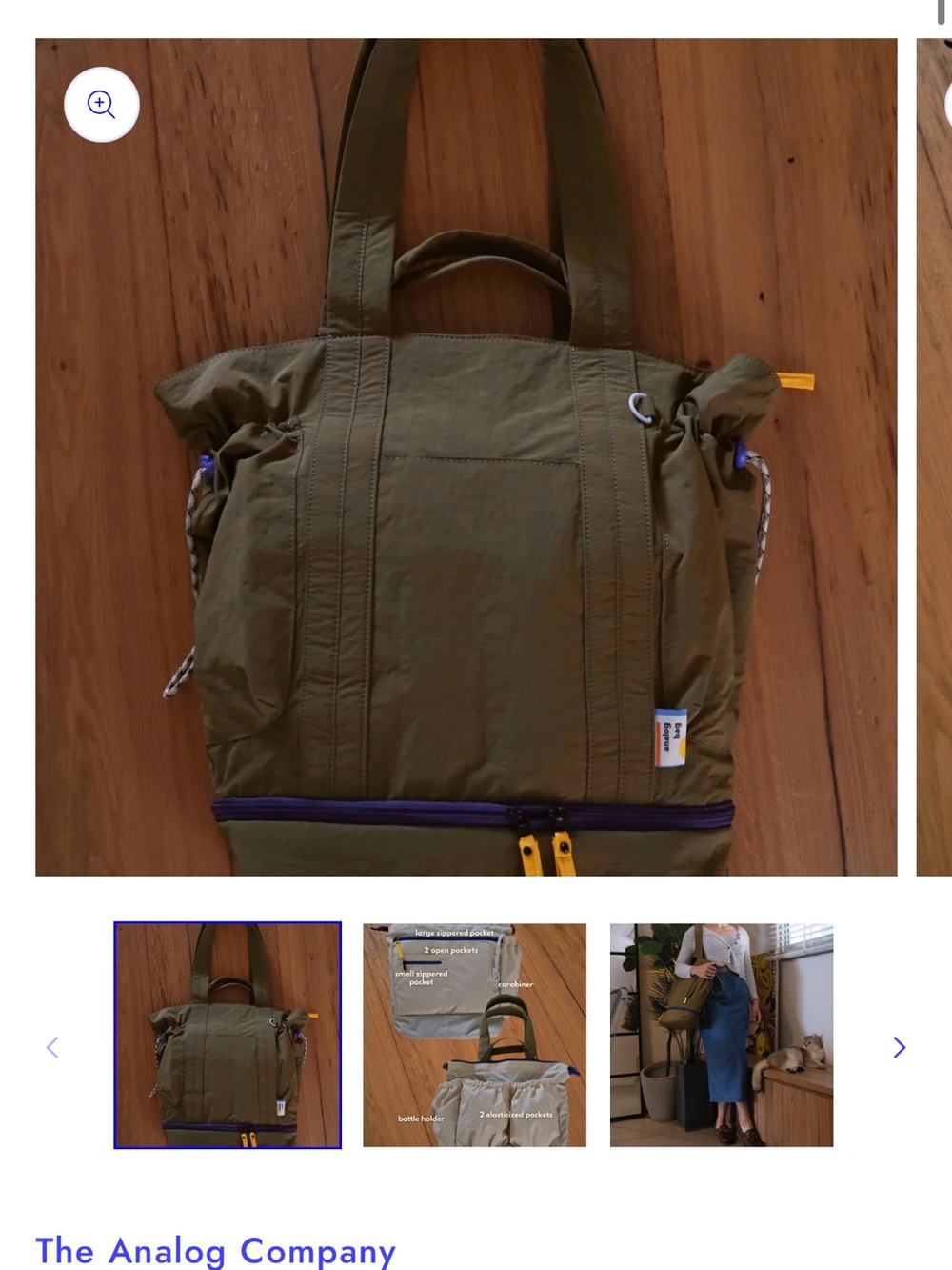 Convertible tote bag / backpack *NWT
No.3 Analog totepack